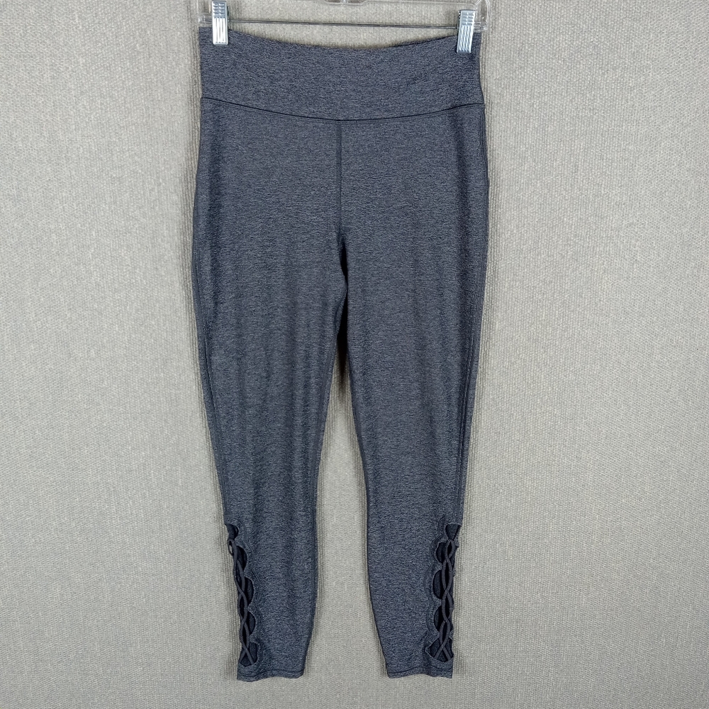 Lululemon Tied To It 7/8 Tight Lattice Lace Up Hem Leggings Heathered Grey 8